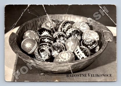 Pohlednice Velikonoce kraslice v misce (M37388)