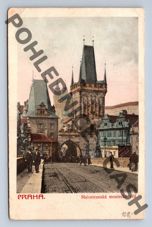 Pohlednice Praha Malostranská mostecká věž kolorovaná (M374)