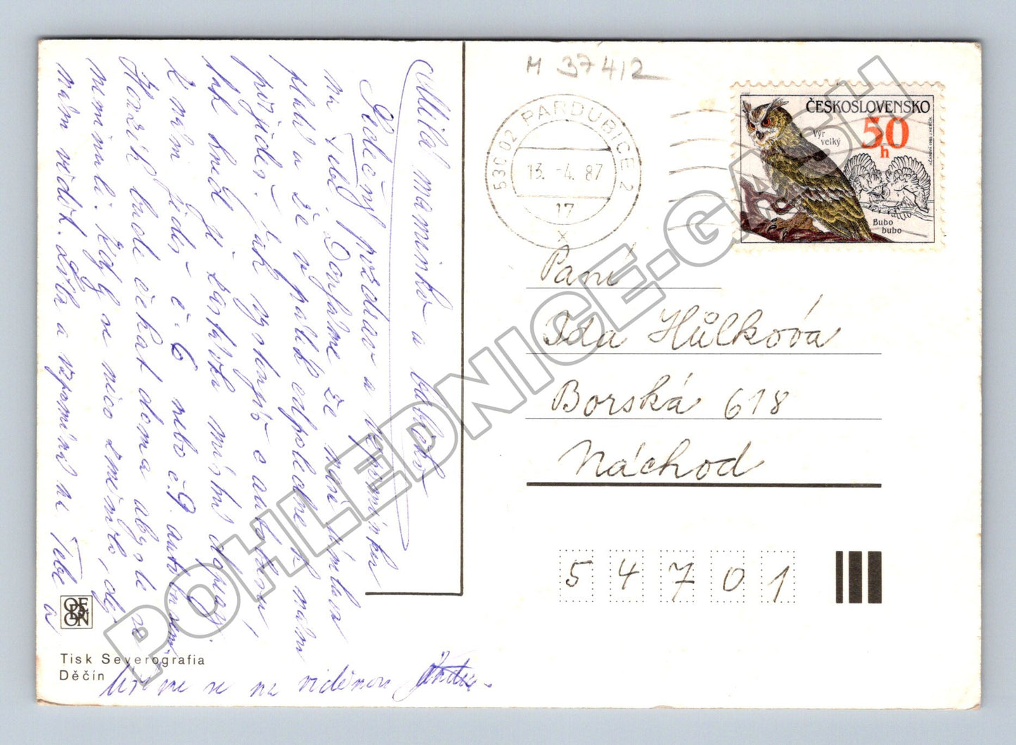 Pohlednice krajina malba 1987 (M37412)