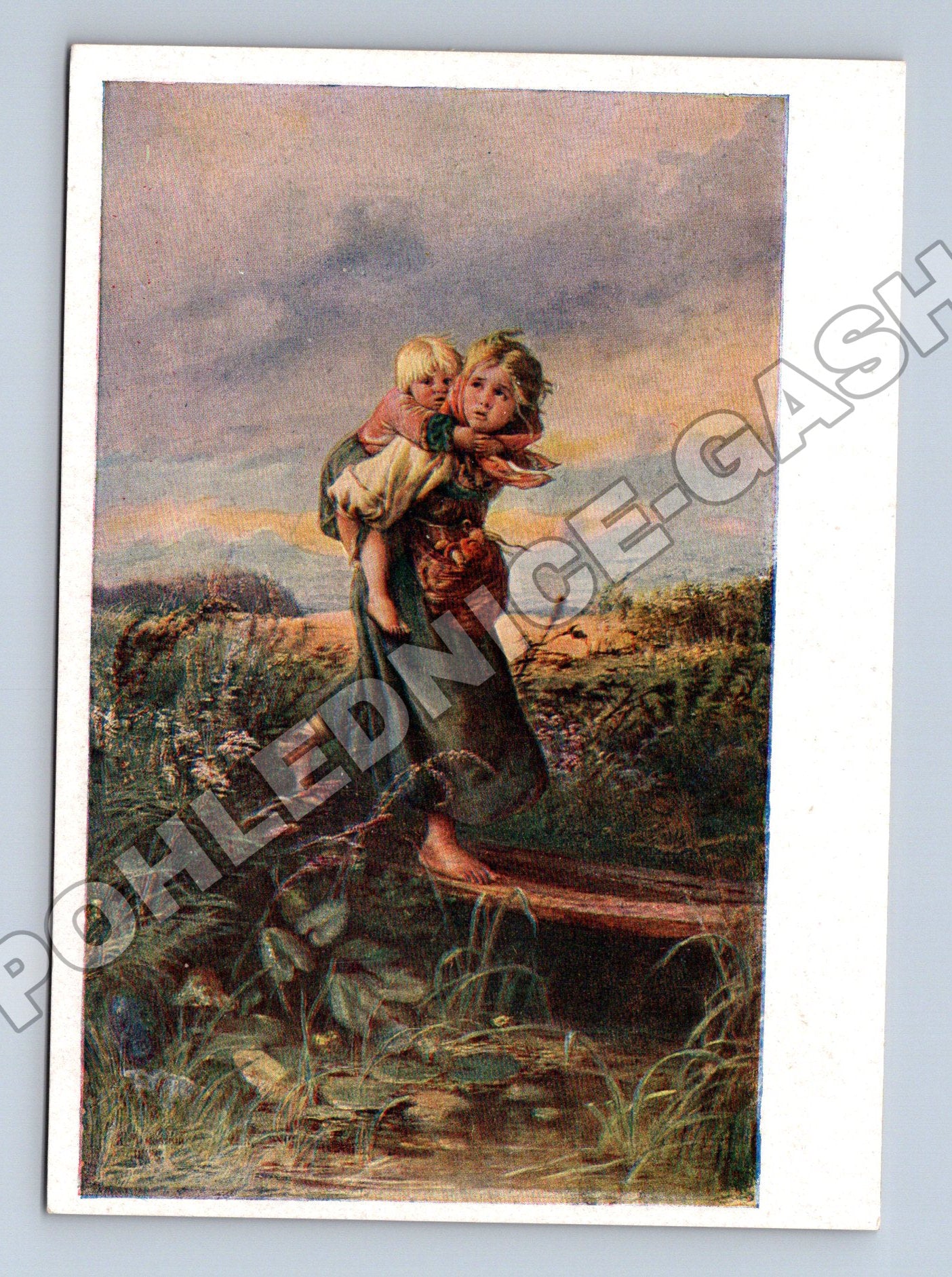 Pohlednice Rusko/SSSR děti prchající před bouří 1934 (M37425)
