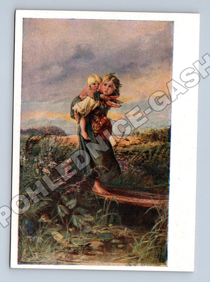 Pohlednice Rusko/SSSR děti prchající před bouří 1934 (M37425)