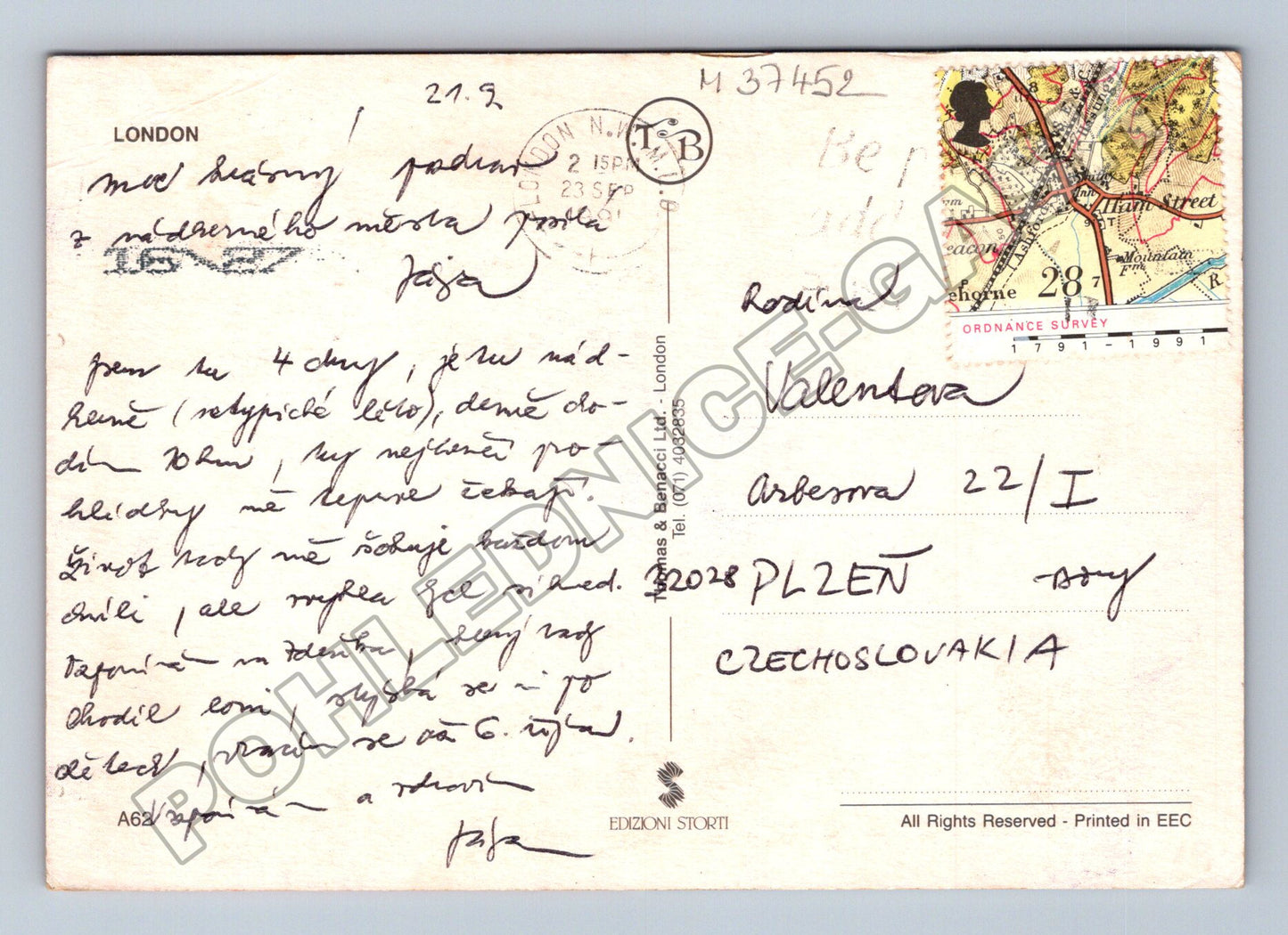 Pohlednice Velká Británie Londýn památky 1991 (M37452)