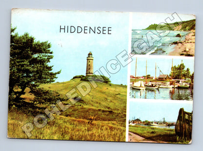 Pohlednice Německo Hiddensee maják pláž lodě 1974 (M37459)