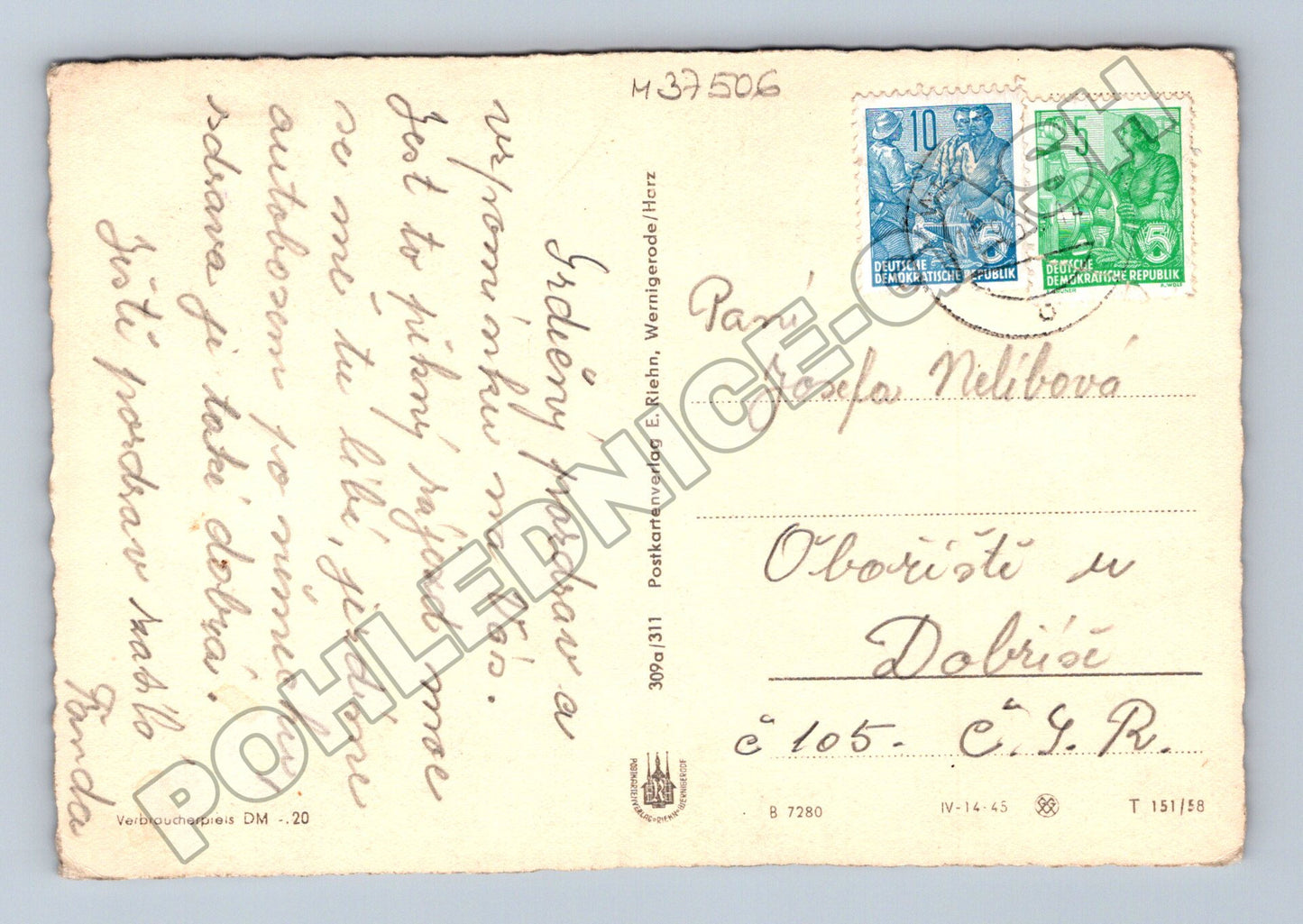Pohlednice Německo Wernigerode zámek město kolem 1960 (M37506)