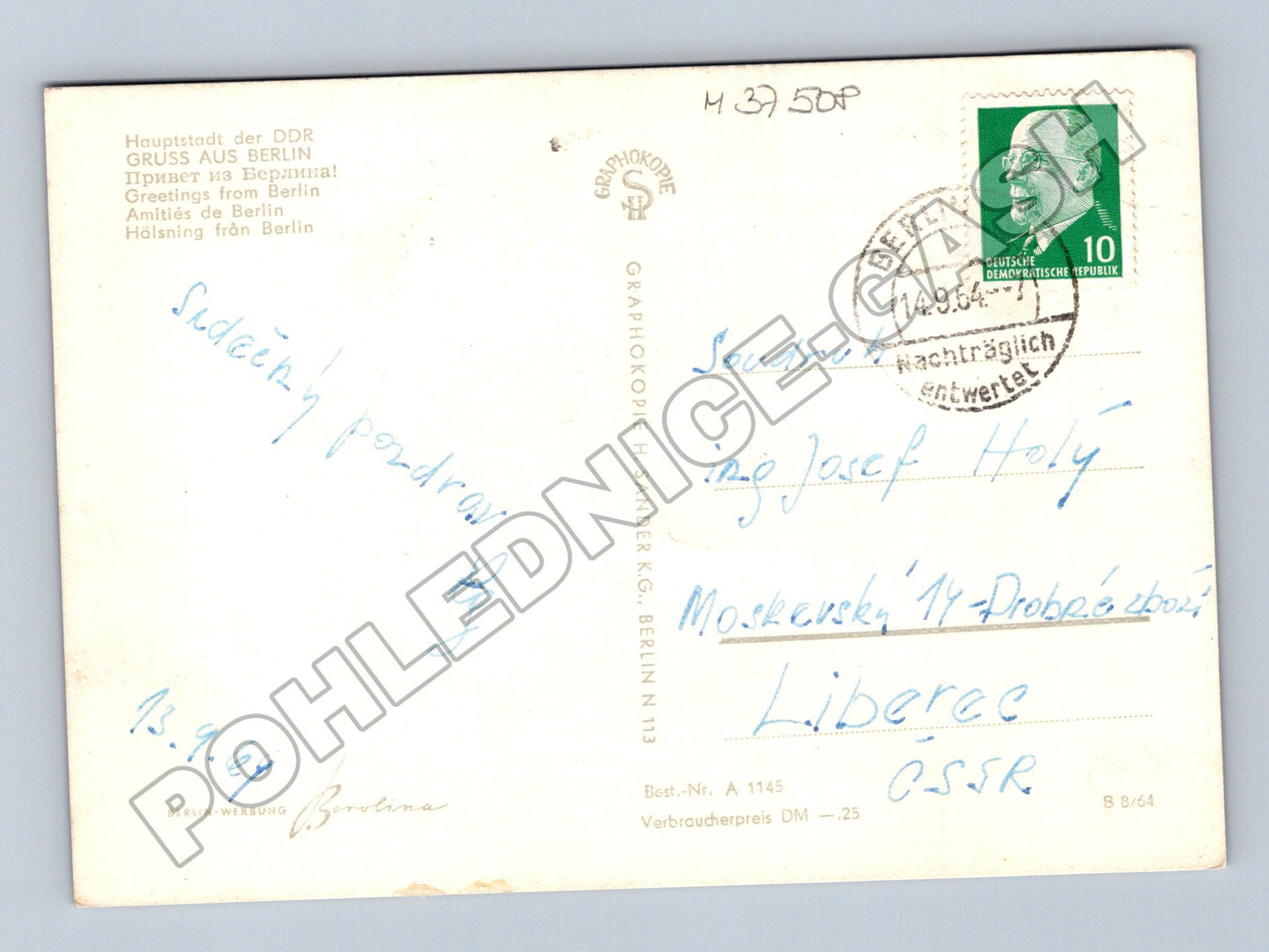 Pohlednice Německo Berlín koláž památek 1964 (M37508)