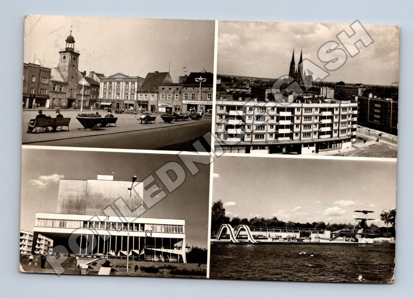 Pohlednice Polsko Rybnik náměstí divadlo bazén (M37511)