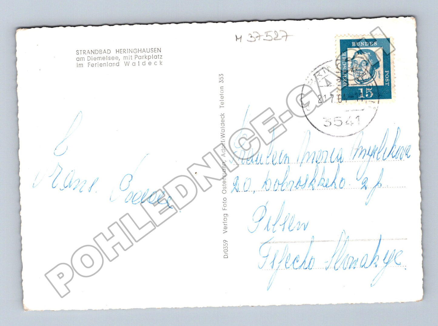 Pohlednice Německo Heringhausen Diemelsee pláž 1950s (M37527)