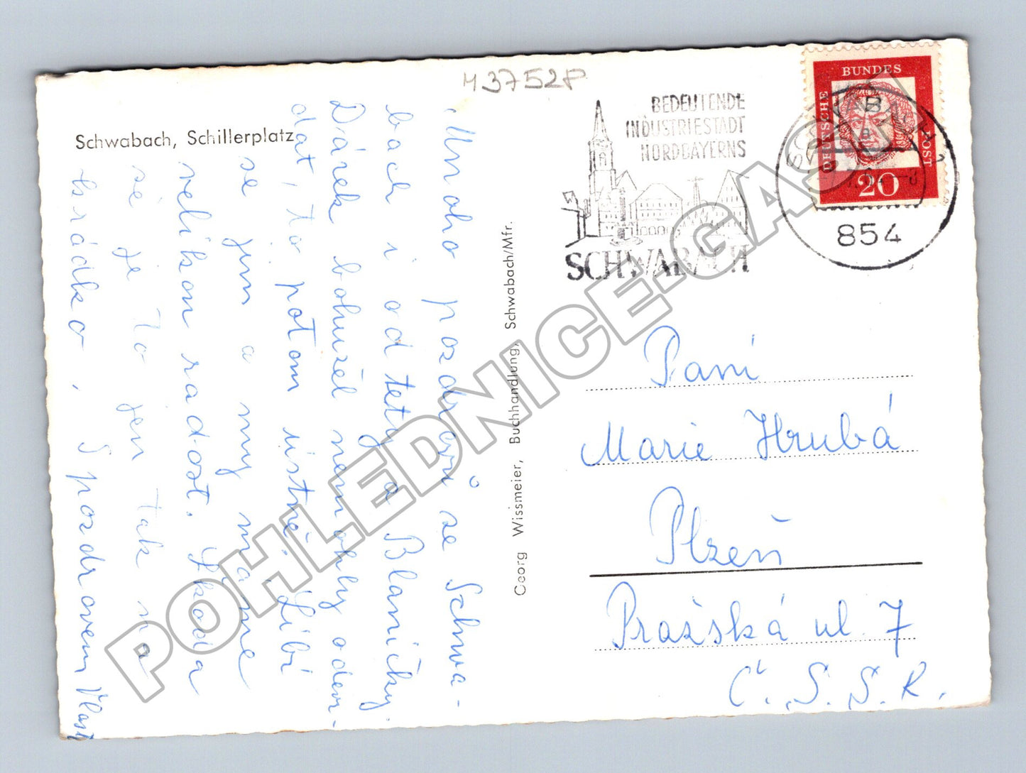 Pohlednice Německo Schwabach Schillerplatz fontána (M37528)