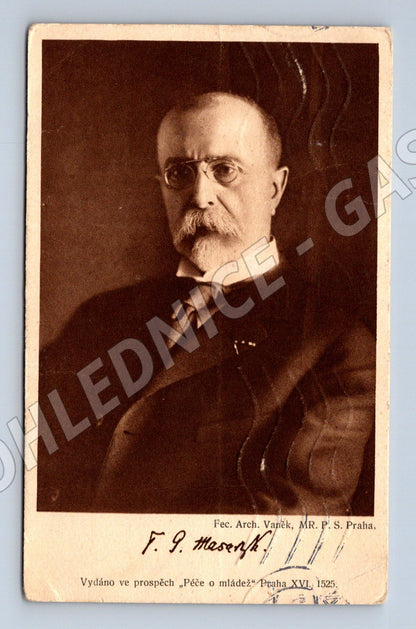 Pohlednice Masaryk portrét a podpis (M3753)