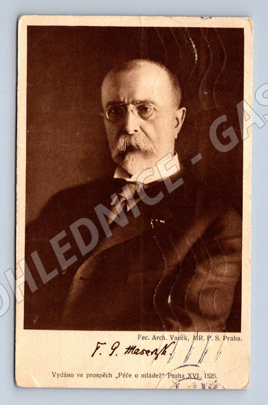 Pohlednice Masaryk portrét a podpis (M3753)