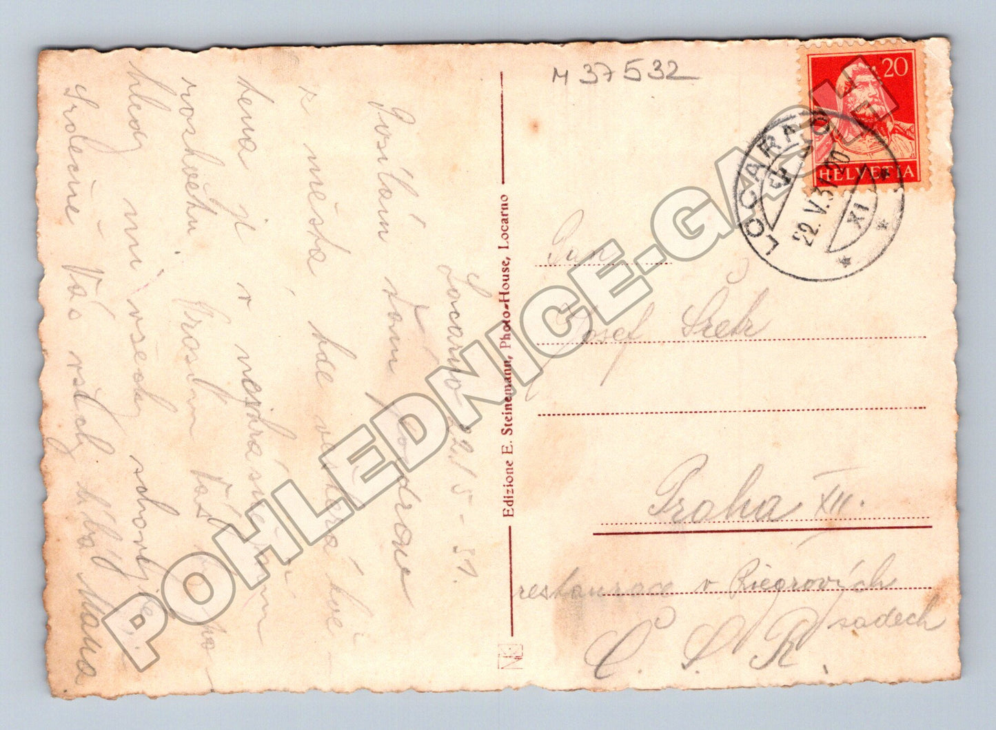 Pohlednice Švýcarsko Locarno Magnolie a hory 1957 (M37532)