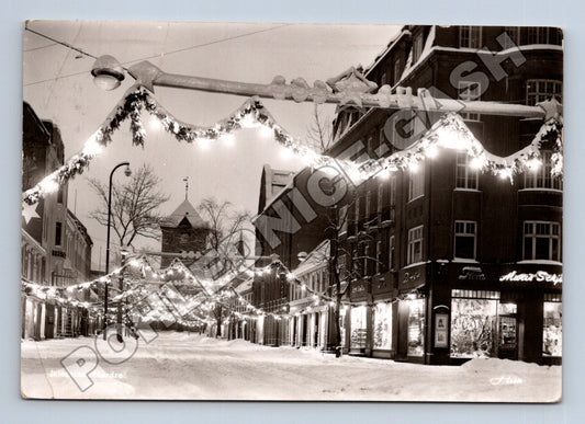 Pohlednice Norsko Julegaten Nordre Vánoční výzdoba 1955 (M37538)