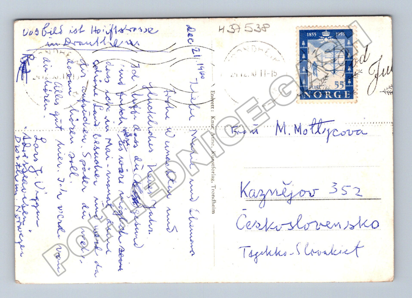 Pohlednice Norsko Julegaten Nordre Vánoční výzdoba 1955 (M37538)
