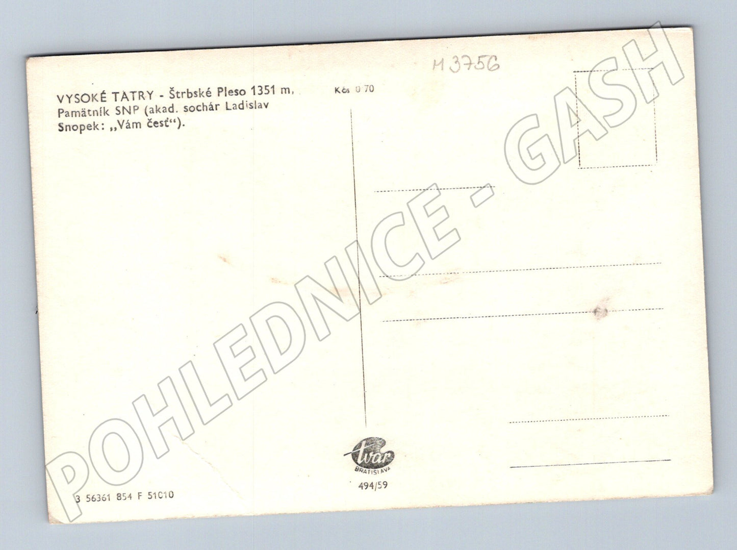 Pohlednice Štrbské Pleso památník SNP (M3756)