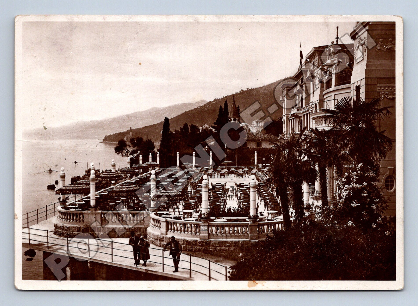 Pohlednice Itálie Abbazia terasy u moře 1933 (M37567)