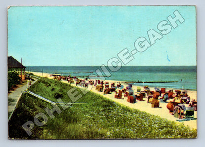 Pohlednice Německo Graal-Müritz pláž s koši 1964 (M37586)