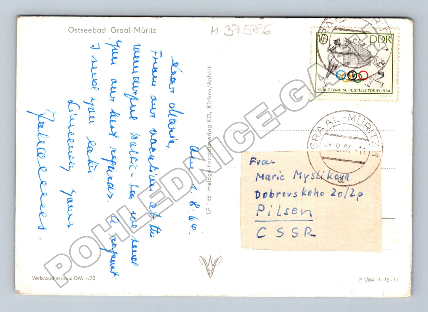 Pohlednice Německo Graal-Müritz pláž s koši 1964 (M37586)