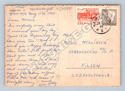 Pohlednice Švédsko interiér s květinami 1964 (M37588)