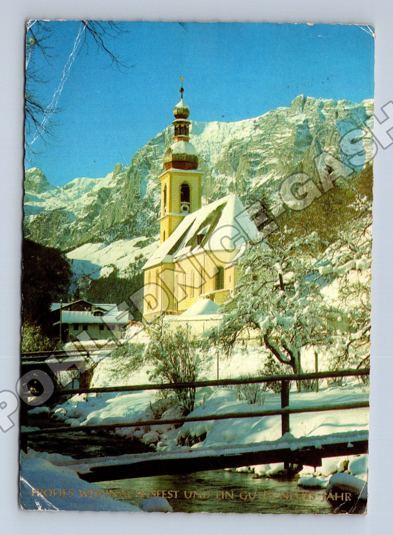 Pohlednice Německo zasněžená krajina s kostelem 1984 (M37606)