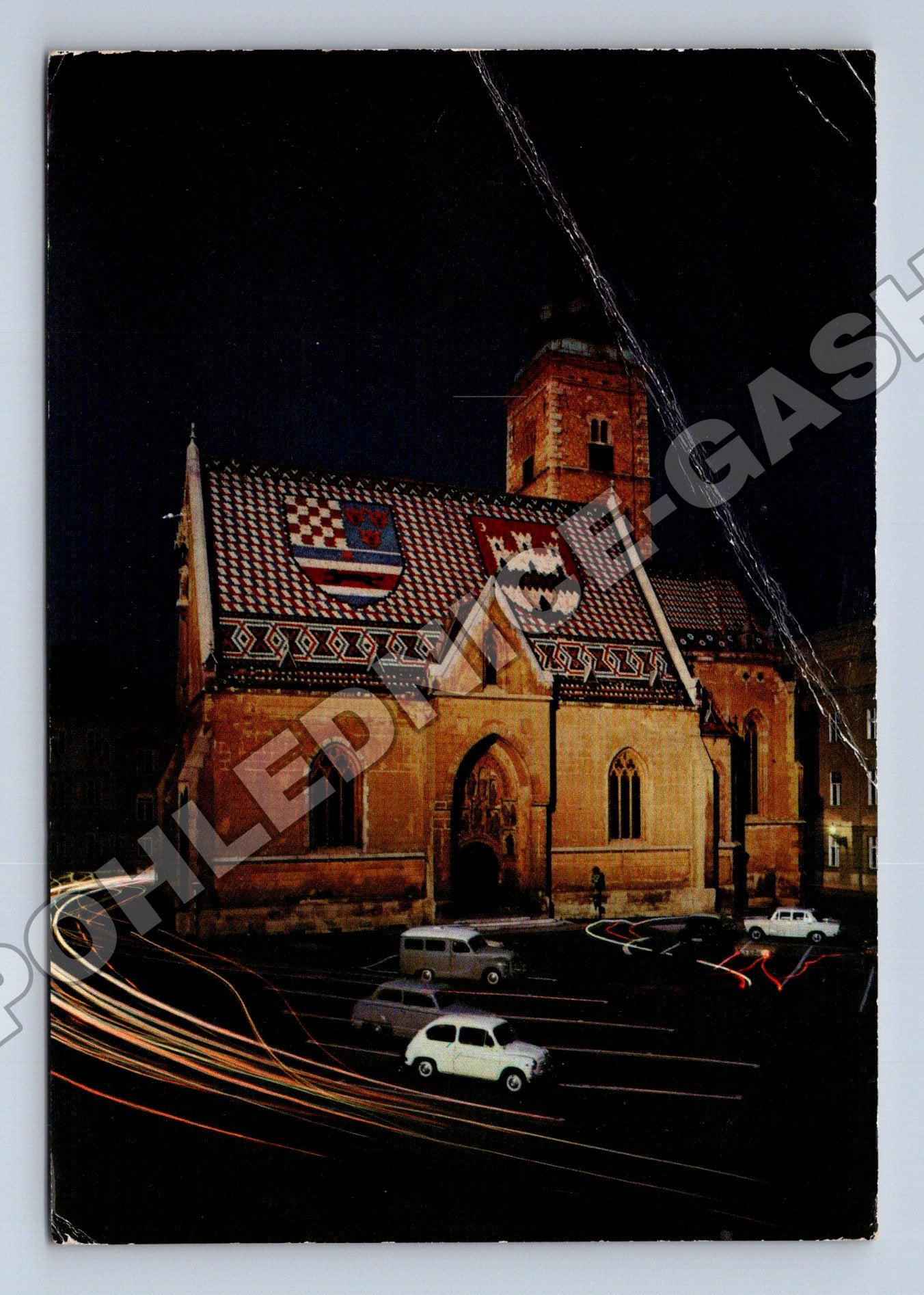 Pohlednice Chorvatsko Zagreb kostel sv. Marka noc 1969 (M37609)