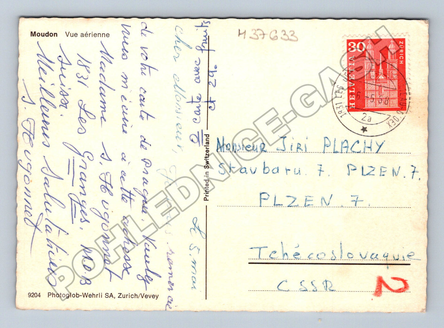 Pohlednice Švýcarsko Moudon Vue aérienne (M37633)