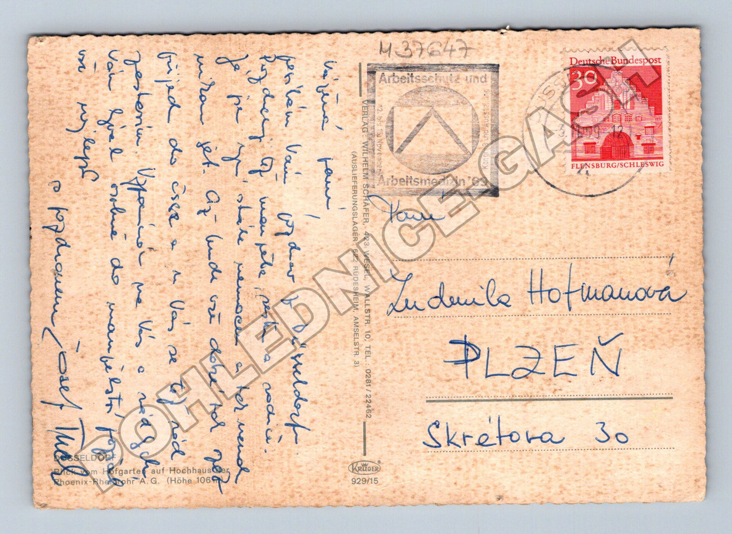Pohlednice Německo Düsseldorf budova fontána 1969 (M37647)