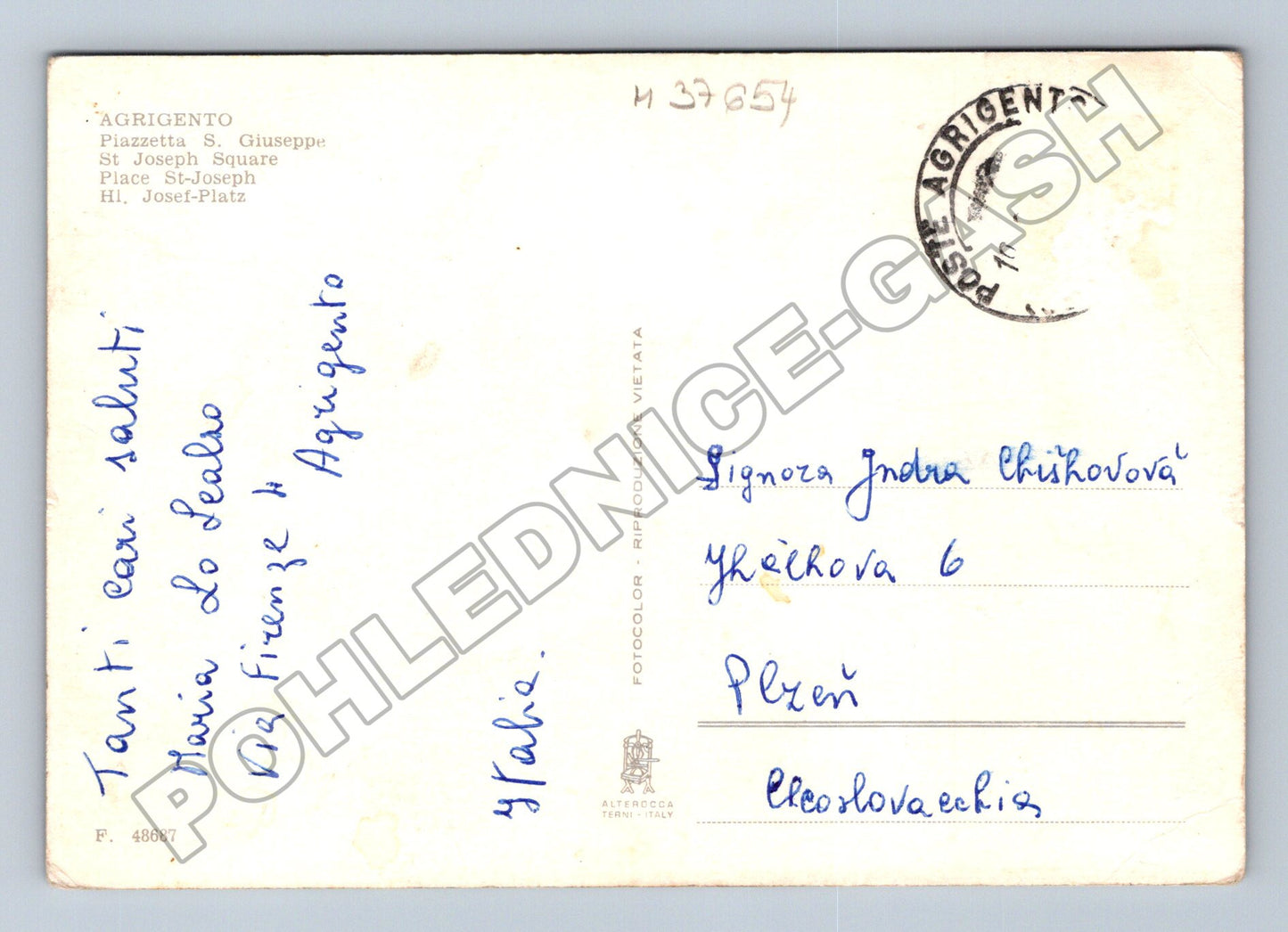 Pohlednice Itálie Agrigento Piazzetta S. Giuseppe s auty (M37654)