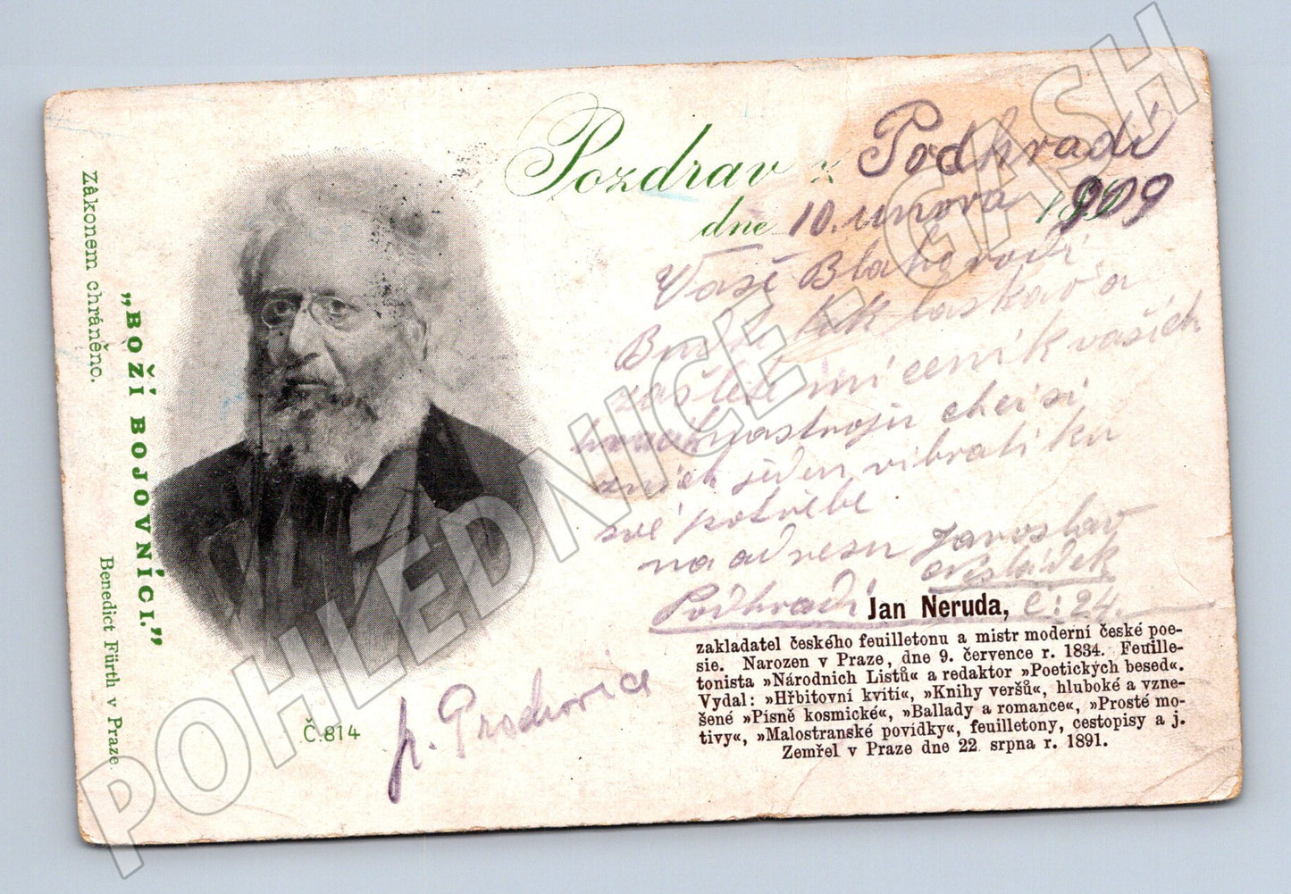 Pohlednice Jan Neruda portrét (M3769)