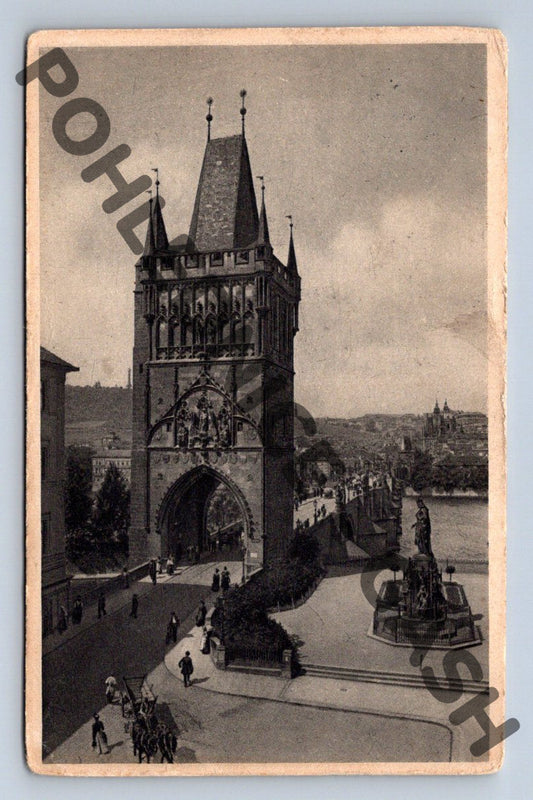 Pohlednice Praha Staroměstská mostecká věž 1927 (M377)