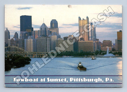 Pohlednice USA Pittsburgh remorkér západ slunce 1997 (M37705)