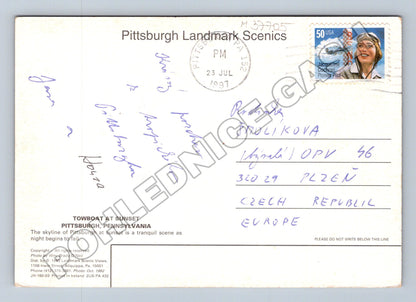 Pohlednice USA Pittsburgh remorkér západ slunce 1997 (M37705)