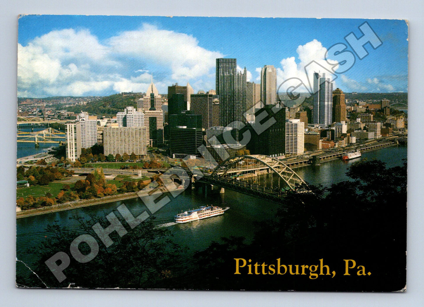 Pohlednice USA Pittsburgh panorama s lodí 1994 (M37706)