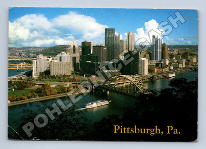 Pohlednice USA Pittsburgh panorama s lodí 1994 (M37706)