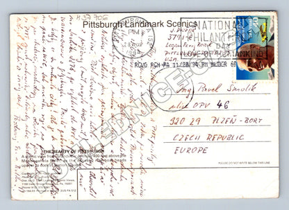 Pohlednice USA Pittsburgh panorama s lodí 1994 (M37706)