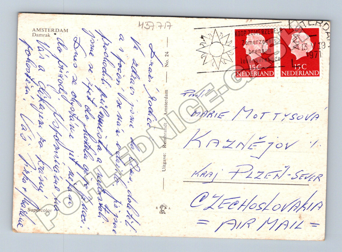 Pohlednice Holandsko Amsterdam Damrak 1971 (M37717)