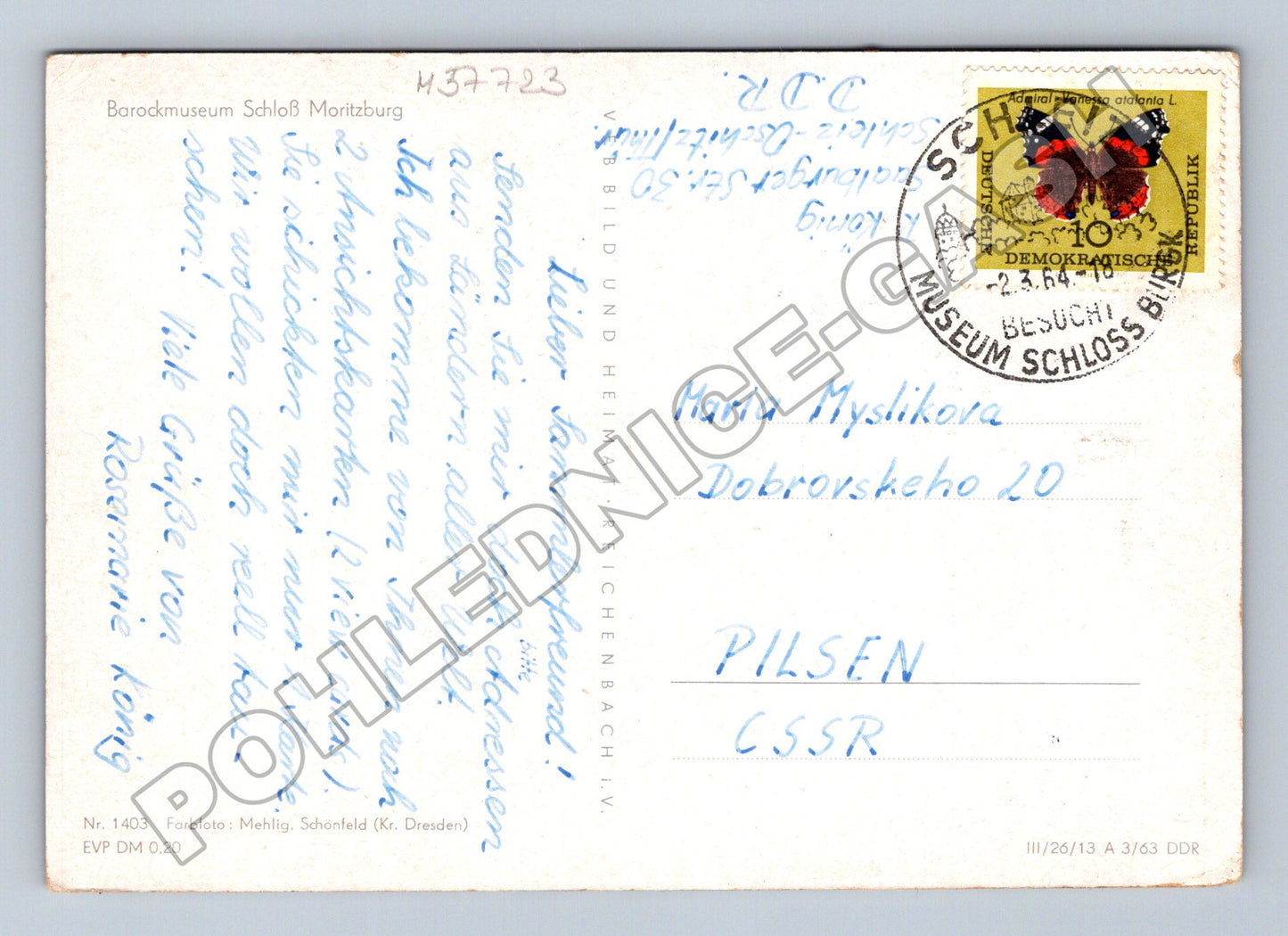 Pohlednice Německo Moritzburg zámek 1963 (M37723)