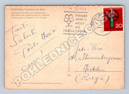 Pohlednice Německo Frankfurt nad Mohanem v noci 1955 (M37724)