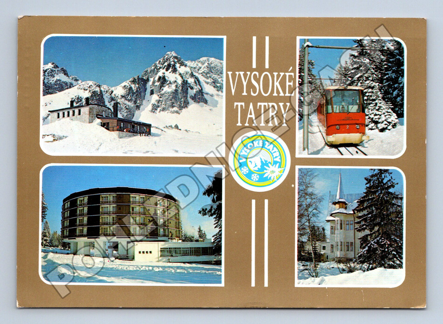 Pohlednice Slovensko Vysoké Tatry koláž zimní scenérie 1990 (M37791)