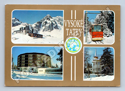 Pohlednice Slovensko Vysoké Tatry koláž zimní scenérie 1990 (M37791)