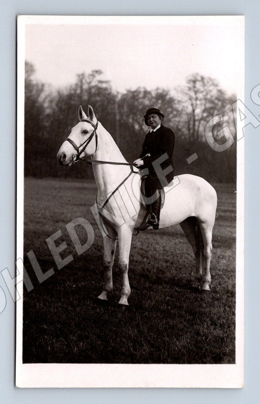 Pohlednice jezdec na bílém koni (M3782)