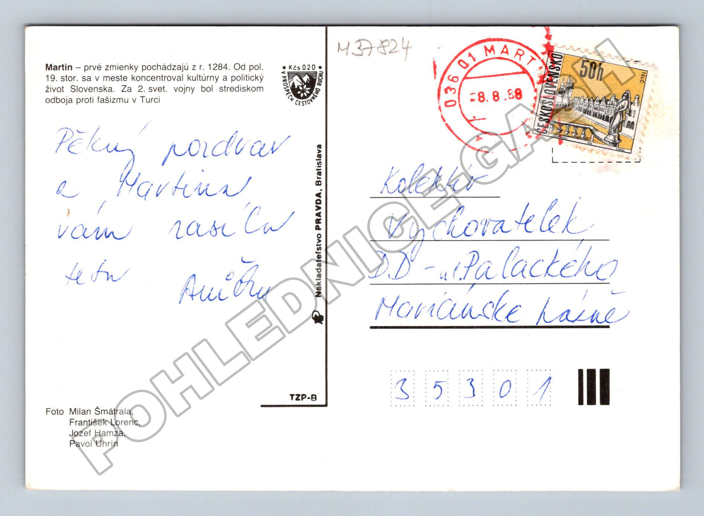 Pohlednice Slovensko Martin město 1988 (M37824)