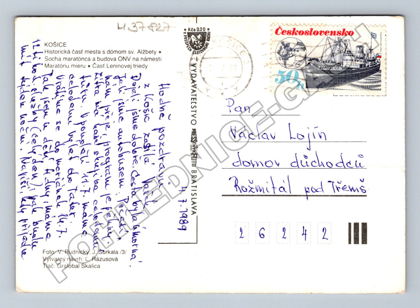 Pohlednice Slovensko Košice město koláž 1989 (M37827)