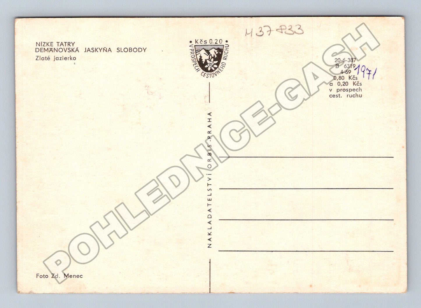 Pohlednice Slovensko Nízké Tatry Demänovská jeskyně 1971 (M37833)