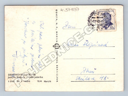 Pohlednice Slovensko Demänovské jaskyne Hadie jazierko 1950 (M37837)