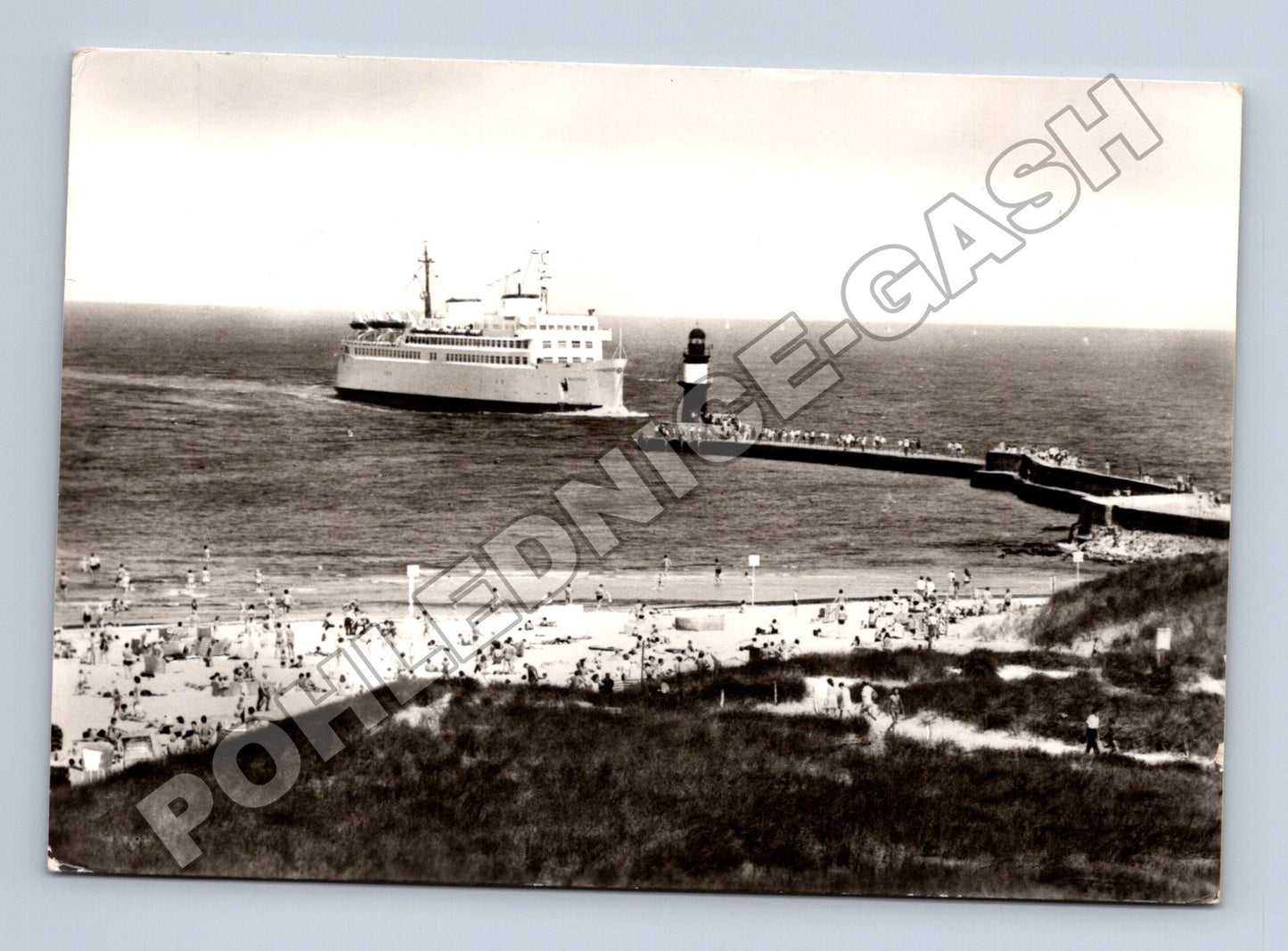 Pohlednice Německo Warnemünde loď pláž 1976 (M37846)