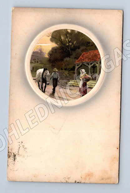 Pohlednice venkovský motiv malba (M3785)