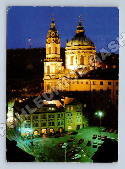 Pohlednice Praha Chrám sv. Mikuláše v noci (M37851)