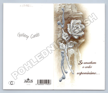 Pohlednice kondolenční stříbrná růže (M37862)
