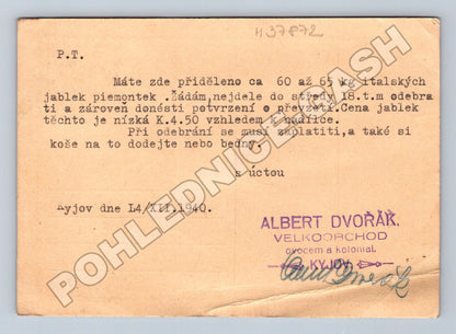 Pohlednice Kyjov reklama Albert Dvořák 1940 (M37872)