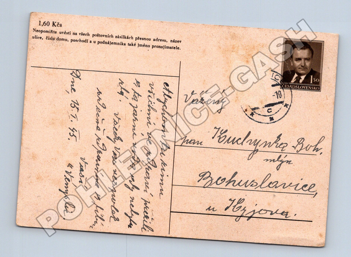 Pohlednice Bohuslavice u Hořjova 1945 (M37877)